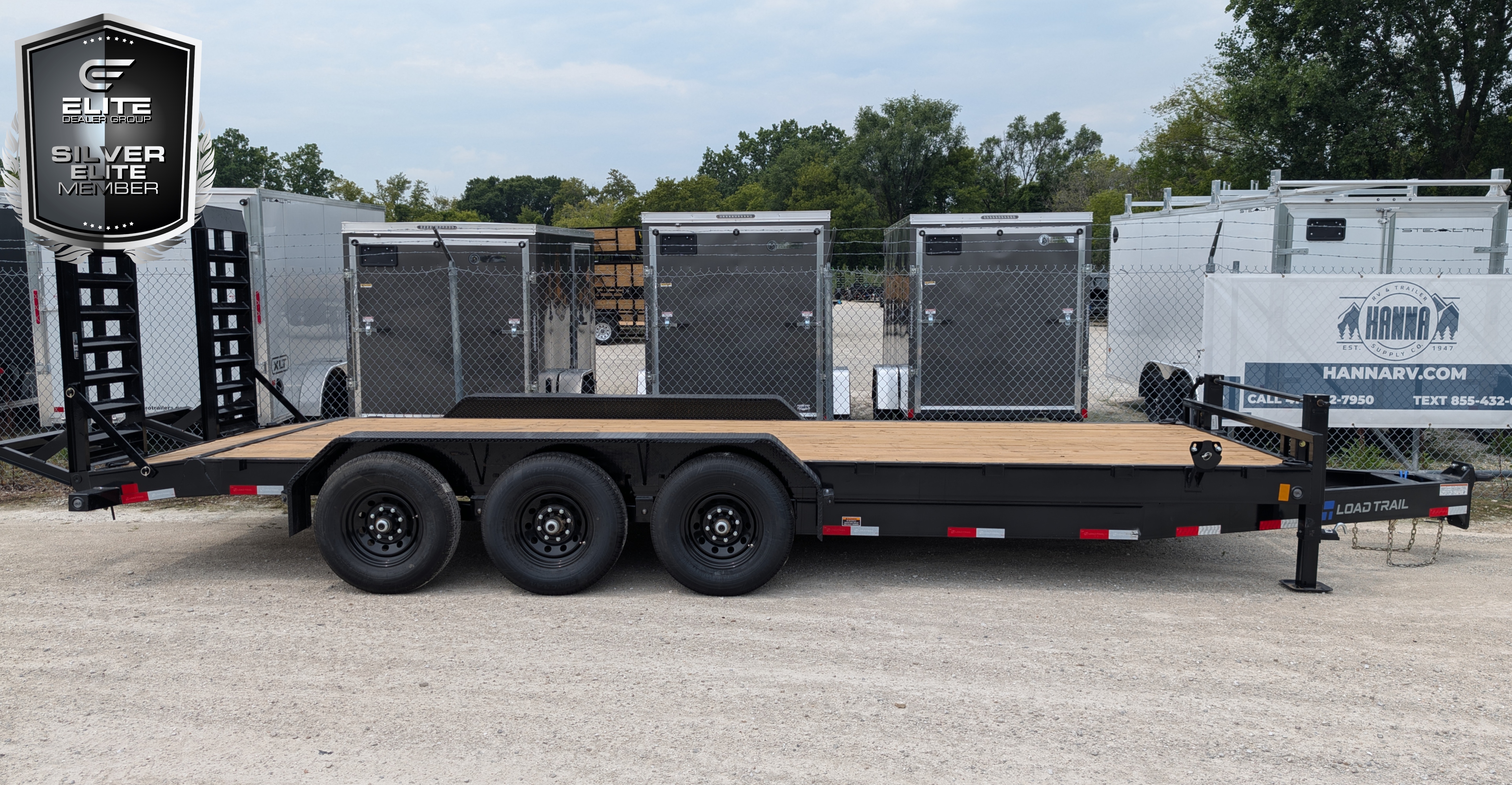 Load Trail 83 X 22 Triple Axle 21,000 Lb Steel Car Hauler / Equipment Trailer with Pintle Ring